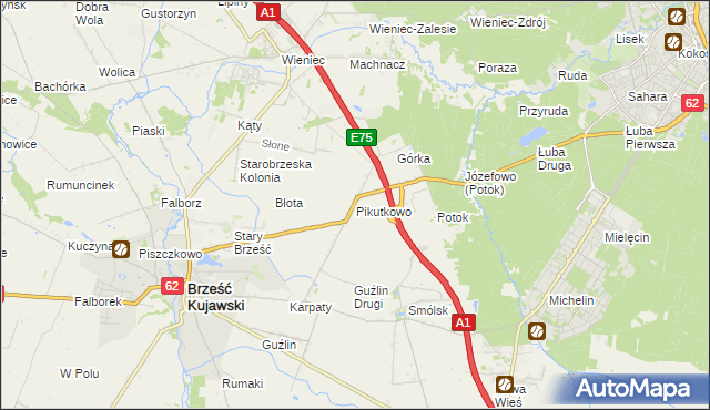 mapa Pikutkowo, Pikutkowo na mapie Targeo