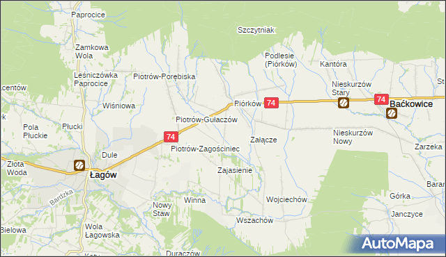 mapa Piórków-Kolonia, Piórków-Kolonia na mapie Targeo