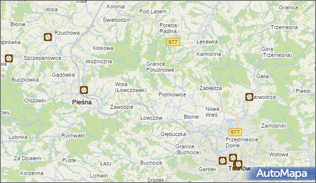 mapa Piotrkowice gmina Tuchów, Piotrkowice gmina Tuchów na mapie Targeo