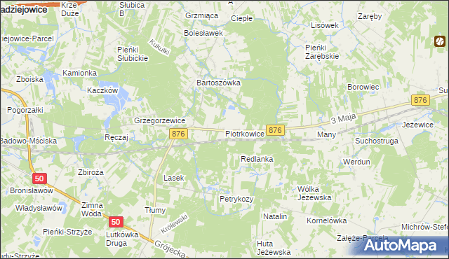 mapa Piotrkowice gmina Żabia Wola, Piotrkowice gmina Żabia Wola na mapie Targeo
