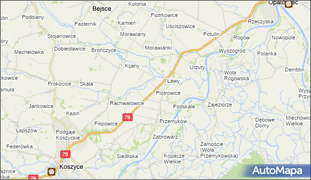 mapa Piotrowice gmina Koszyce, Piotrowice gmina Koszyce na mapie Targeo