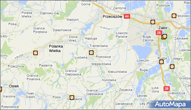 mapa Piotrowice gmina Przeciszów, Piotrowice gmina Przeciszów na mapie Targeo