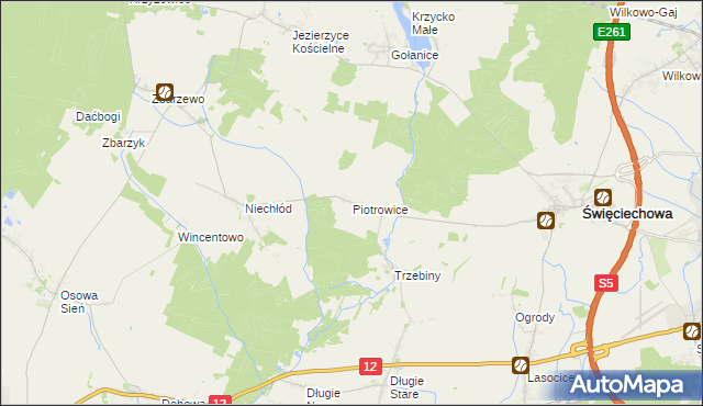 mapa Piotrowice gmina Święciechowa, Piotrowice gmina Święciechowa na mapie Targeo