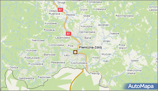 mapa Piwniczna-Zdrój, Piwniczna-Zdrój na mapie Targeo