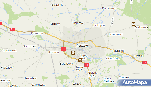 mapa Pleszew, Pleszew na mapie Targeo