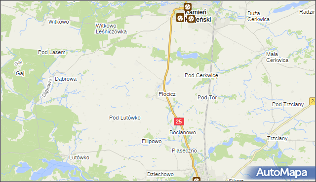 mapa Płocicz gmina Kamień Krajeński, Płocicz gmina Kamień Krajeński na mapie Targeo