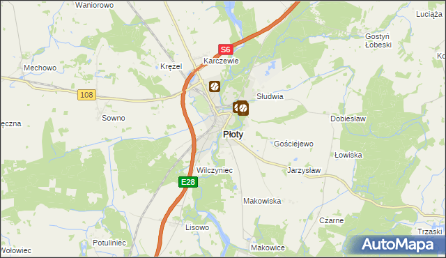 mapa Płoty powiat gryficki, Płoty powiat gryficki na mapie Targeo