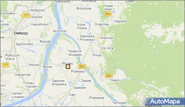 mapa Pniów gmina Radomyśl nad Sanem, Pniów gmina Radomyśl nad Sanem na mapie Targeo