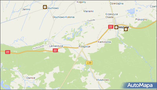 mapa Podgórze gmina Słońsk, Podgórze gmina Słońsk na mapie Targeo