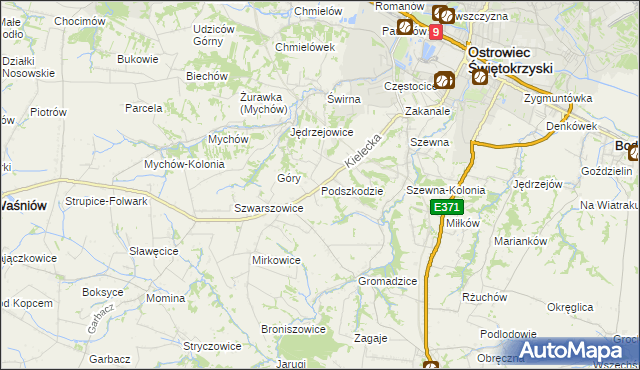mapa Podszkodzie, Podszkodzie na mapie Targeo