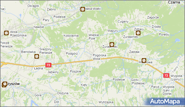 mapa Pogórska Wola, Pogórska Wola na mapie Targeo