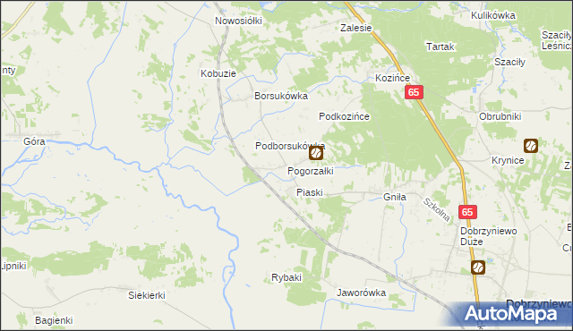 mapa Pogorzałki gmina Dobrzyniewo Duże, Pogorzałki gmina Dobrzyniewo Duże na mapie Targeo