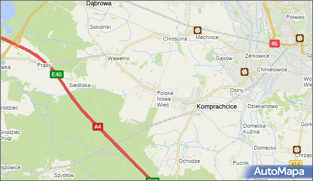 mapa Polska Nowa Wieś, Polska Nowa Wieś na mapie Targeo