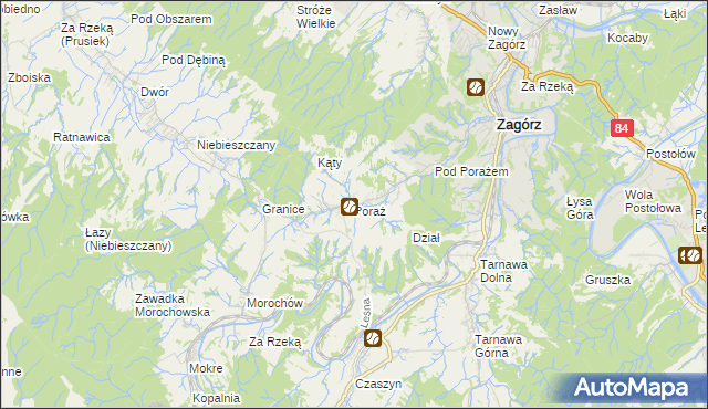 mapa Poraż, Poraż na mapie Targeo