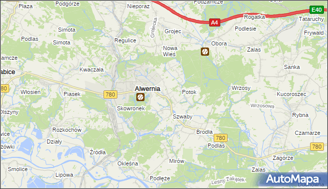 mapa Poręba Żegoty, Poręba Żegoty na mapie Targeo