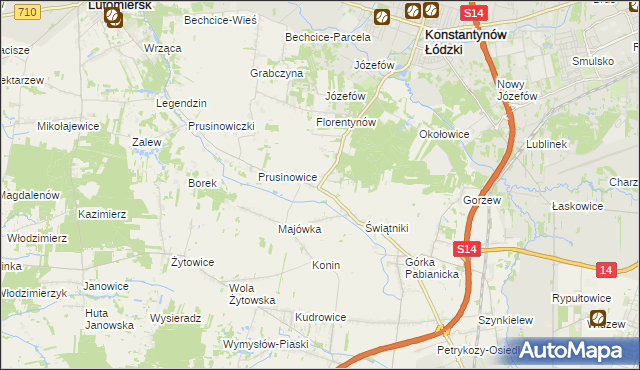 mapa Porszewice, Porszewice na mapie Targeo