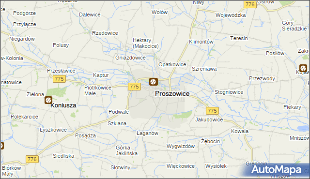 mapa Proszowice, Proszowice na mapie Targeo