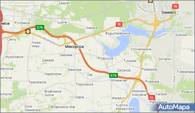 mapa Przeczyce, Przeczyce na mapie Targeo