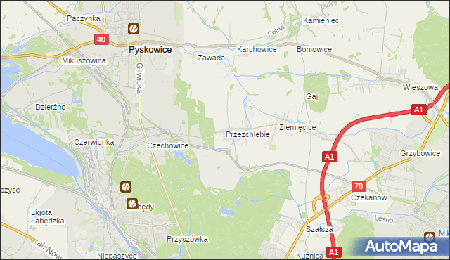 mapa Przezchlebie, Przezchlebie na mapie Targeo