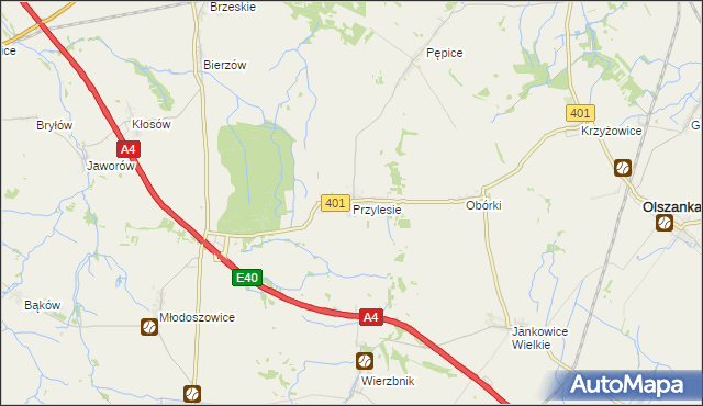 mapa Przylesie gmina Olszanka, Przylesie gmina Olszanka na mapie Targeo