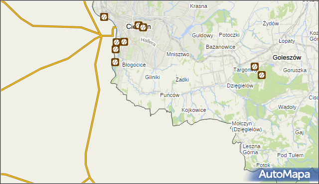 mapa Puńców, Puńców na mapie Targeo