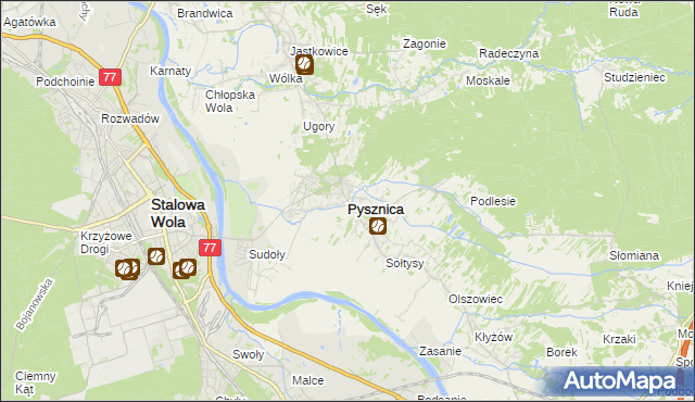 mapa Pysznica, Pysznica na mapie Targeo