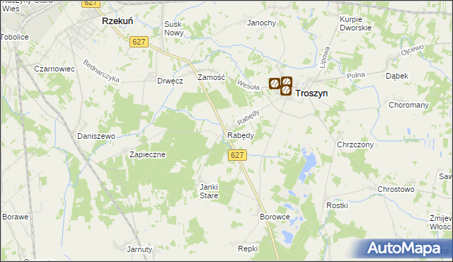 mapa Rabędy gmina Troszyn, Rabędy gmina Troszyn na mapie Targeo