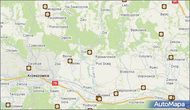 mapa Radwanowice, Radwanowice na mapie Targeo