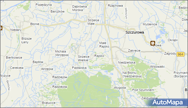 mapa Rajsko gmina Szczurowa, Rajsko gmina Szczurowa na mapie Targeo