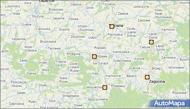 mapa Rdzawa, Rdzawa na mapie Targeo