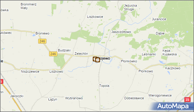 mapa Rojewo powiat inowrocławski, Rojewo powiat inowrocławski na mapie Targeo