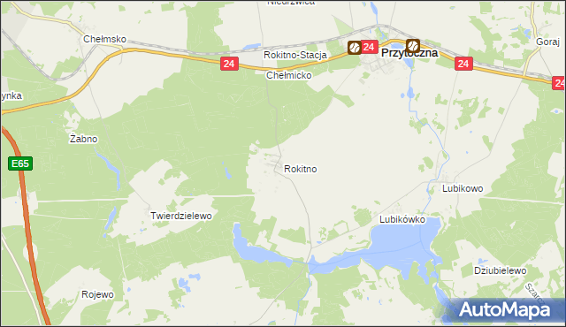 mapa Rokitno gmina Przytoczna, Rokitno gmina Przytoczna na mapie Targeo