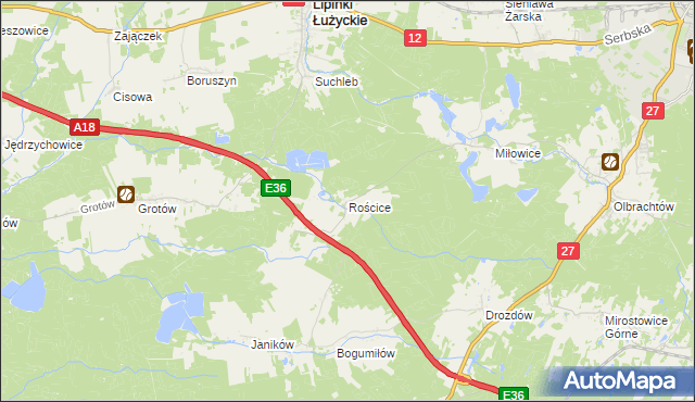 mapa Rościce, Rościce na mapie Targeo