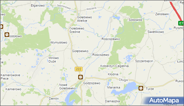 mapa Rościszewo gmina Trąbki Wielkie, Rościszewo gmina Trąbki Wielkie na mapie Targeo