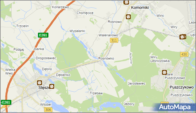 mapa Rosnówko gmina Komorniki, Rosnówko gmina Komorniki na mapie Targeo