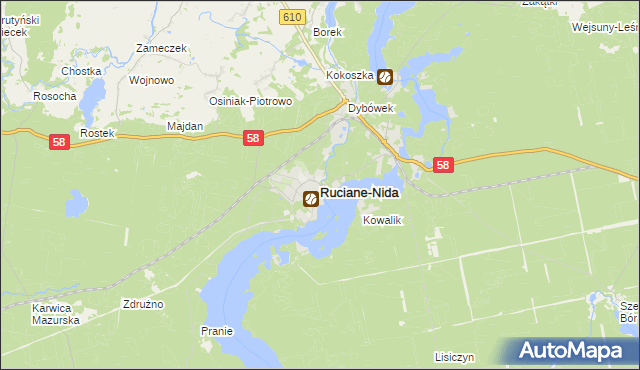 mapa Ruciane-Nida, Ruciane-Nida na mapie Targeo