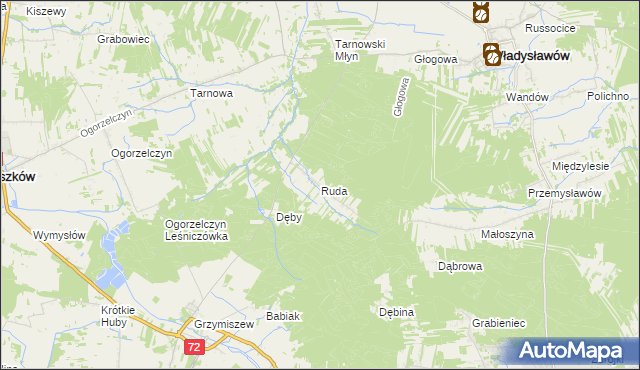 mapa Ruda gmina Tuliszków, Ruda gmina Tuliszków na mapie Targeo