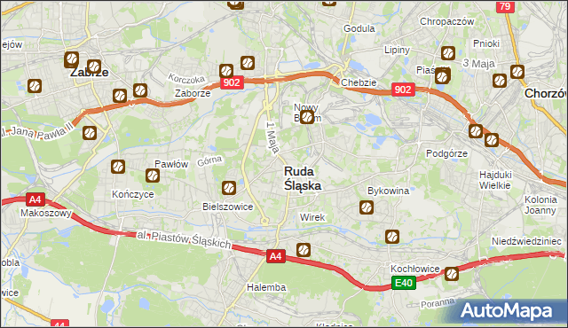 mapa Rudy Śląskiej, Ruda Śląska na mapie Targeo