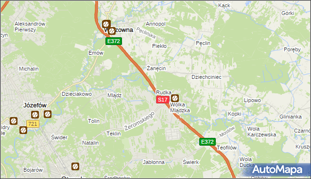 mapa Rudka gmina Wiązowna, Rudka gmina Wiązowna na mapie Targeo