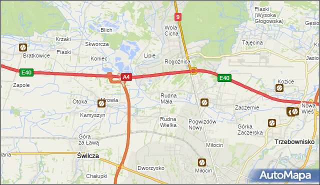 mapa Rudna Mała gmina Głogów Małopolski, Rudna Mała gmina Głogów Małopolski na mapie Targeo