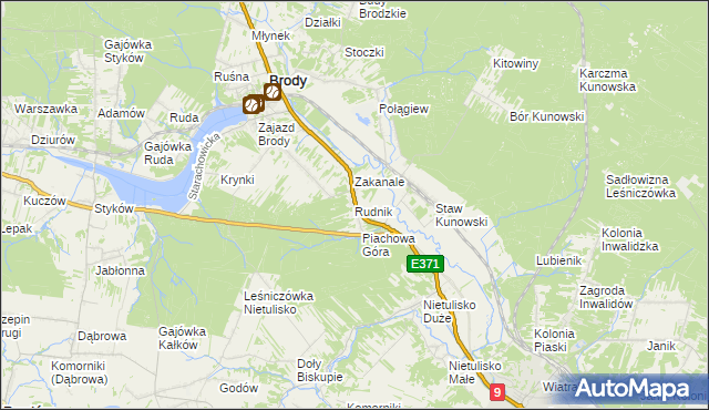 mapa Rudnik gmina Brody, Rudnik gmina Brody na mapie Targeo