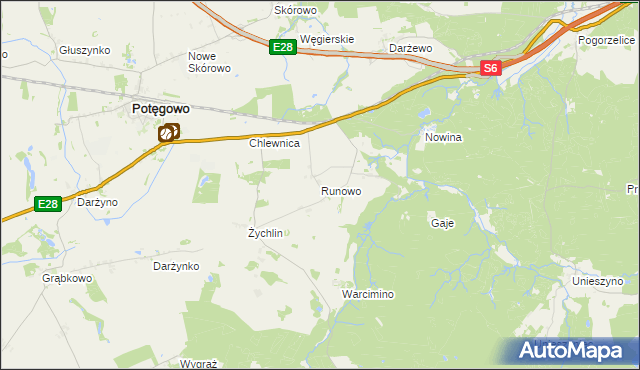 mapa Runowo gmina Potęgowo, Runowo gmina Potęgowo na mapie Targeo