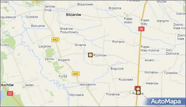 mapa Rychnów gmina Blizanów, Rychnów gmina Blizanów na mapie Targeo