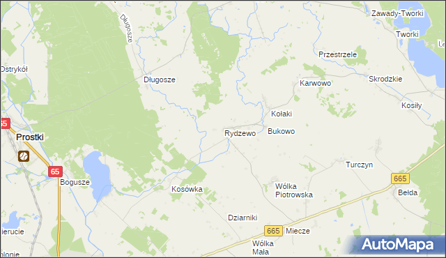 mapa Rydzewo gmina Rajgród, Rydzewo gmina Rajgród na mapie Targeo