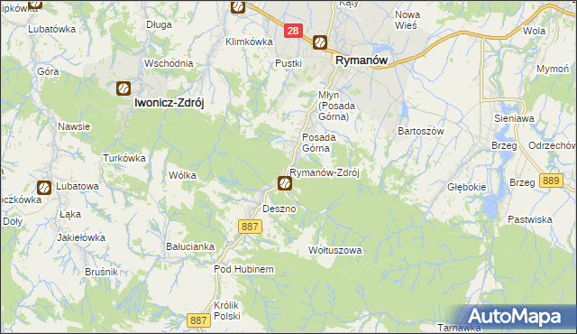 mapa Rymanów-Zdrój, Rymanów-Zdrój na mapie Targeo