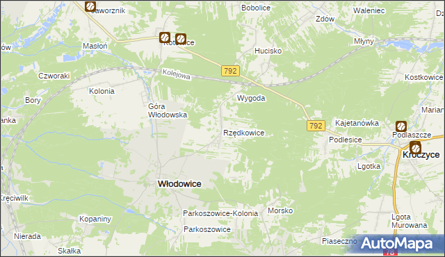 mapa Rzędkowice, Rzędkowice na mapie Targeo