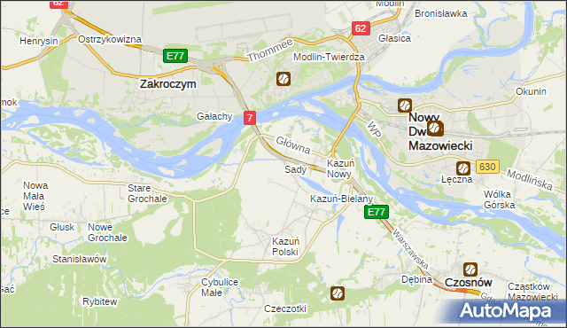 mapa Sady gmina Czosnów, Sady gmina Czosnów na mapie Targeo