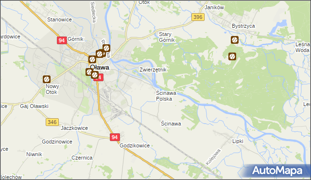 mapa Ścinawa Polska, Ścinawa Polska na mapie Targeo