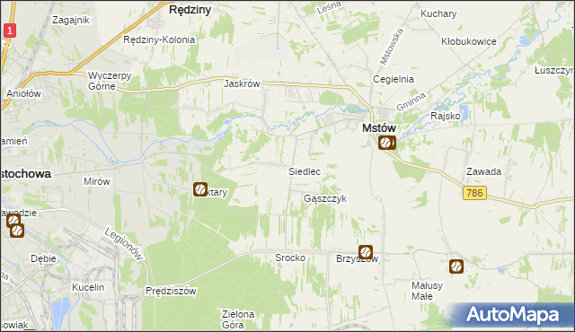 mapa Siedlec gmina Mstów, Siedlec gmina Mstów na mapie Targeo