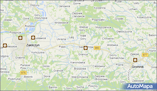 mapa Siemiechów gmina Gromnik, Siemiechów gmina Gromnik na mapie Targeo